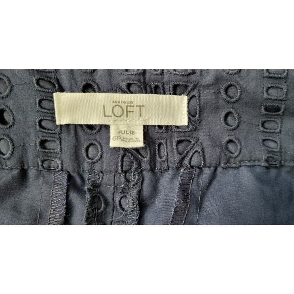 Ann Taylor LOFT Riviera Pants Cropped Blue Cotton Blend Sz 6 Petite - Picture 9 of 14